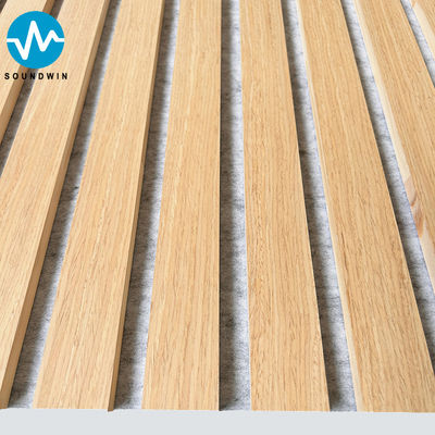 Veneer de roble acústico paneles de pared de madera de pizarra con feltro gris claro madera natural para el salón