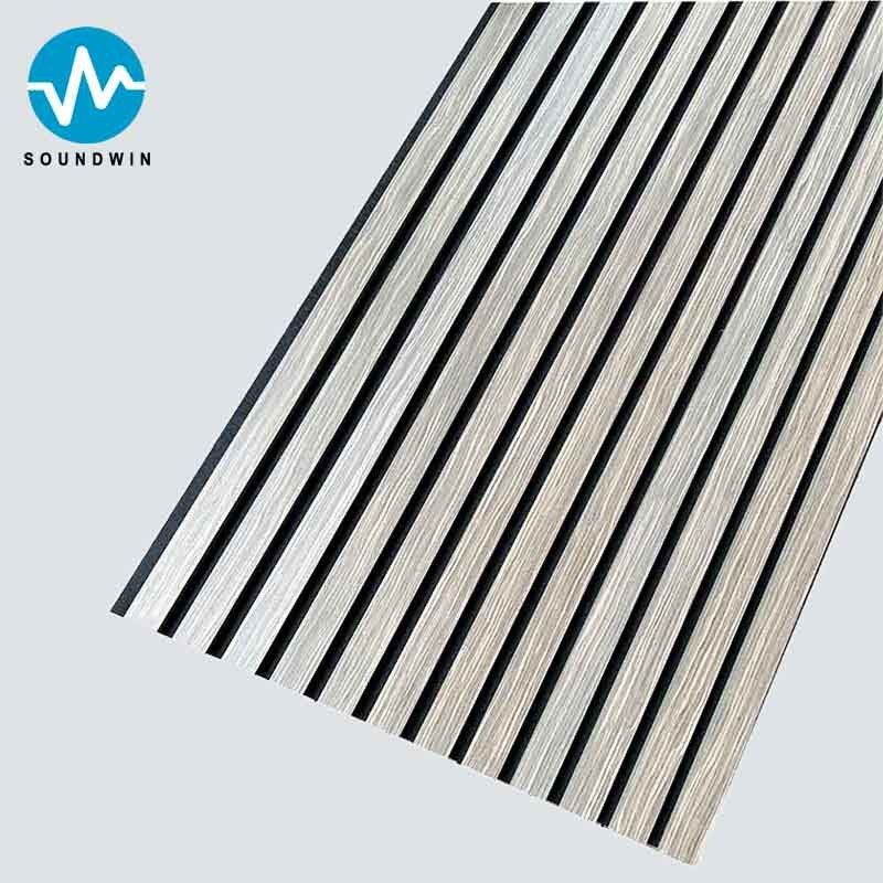Paneles de pared de madera de pizarra acústica con madera de roble gris de feltro negro para habitación de hotel