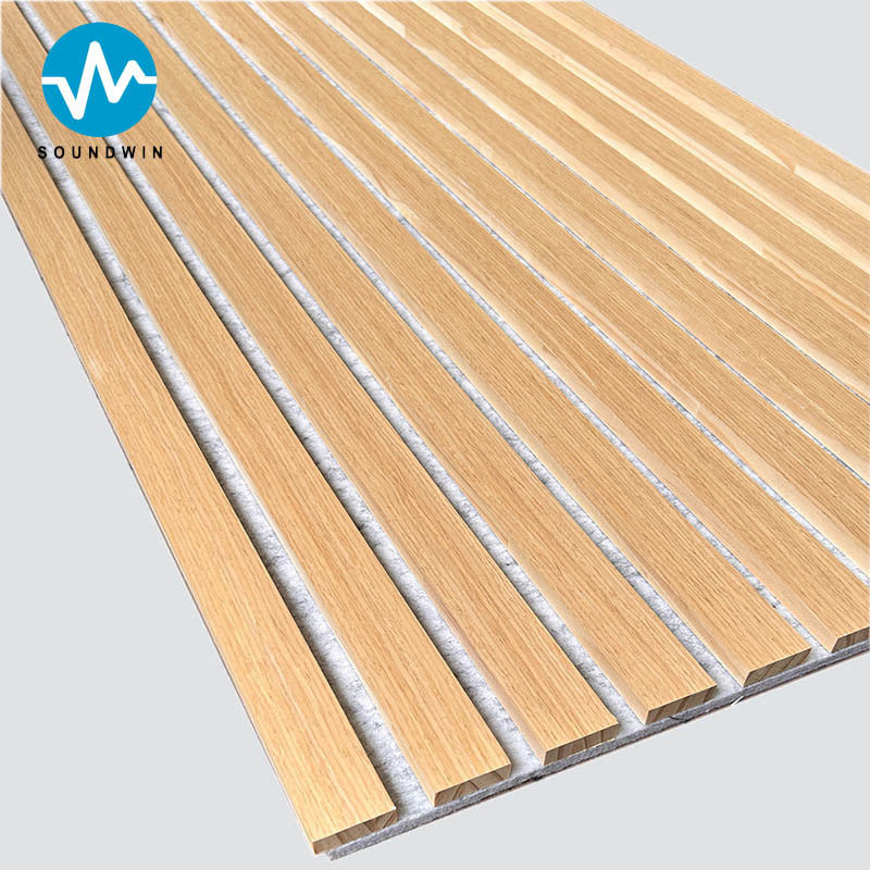 Veneer de roble acústico paneles de pared de madera de pizarra con feltro gris claro madera natural para el salón