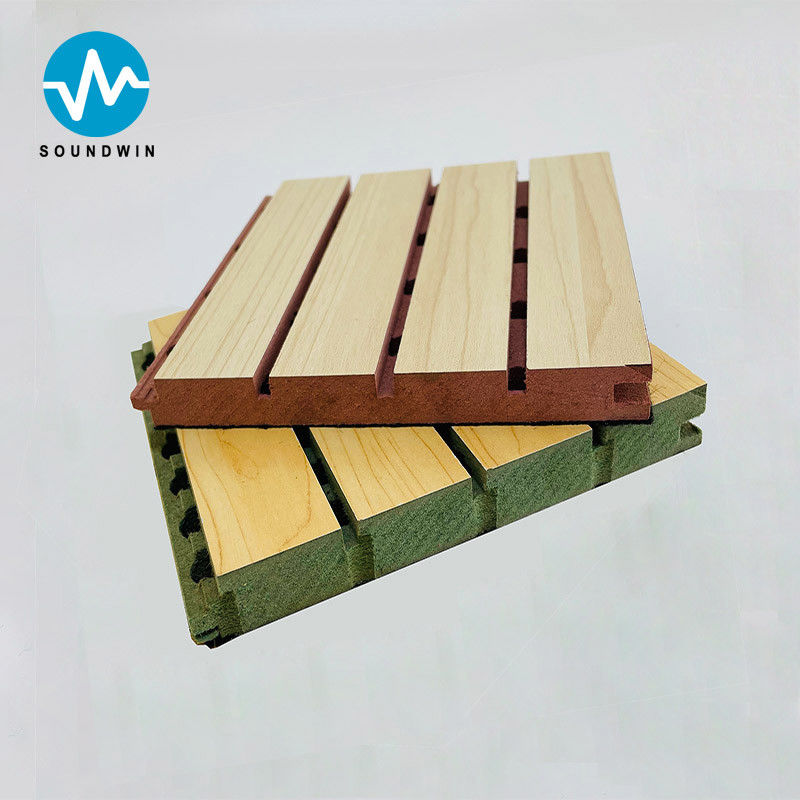 Pared decorativa con ranuras de madera Mdf paneles acústicos de pared para sala de actos
